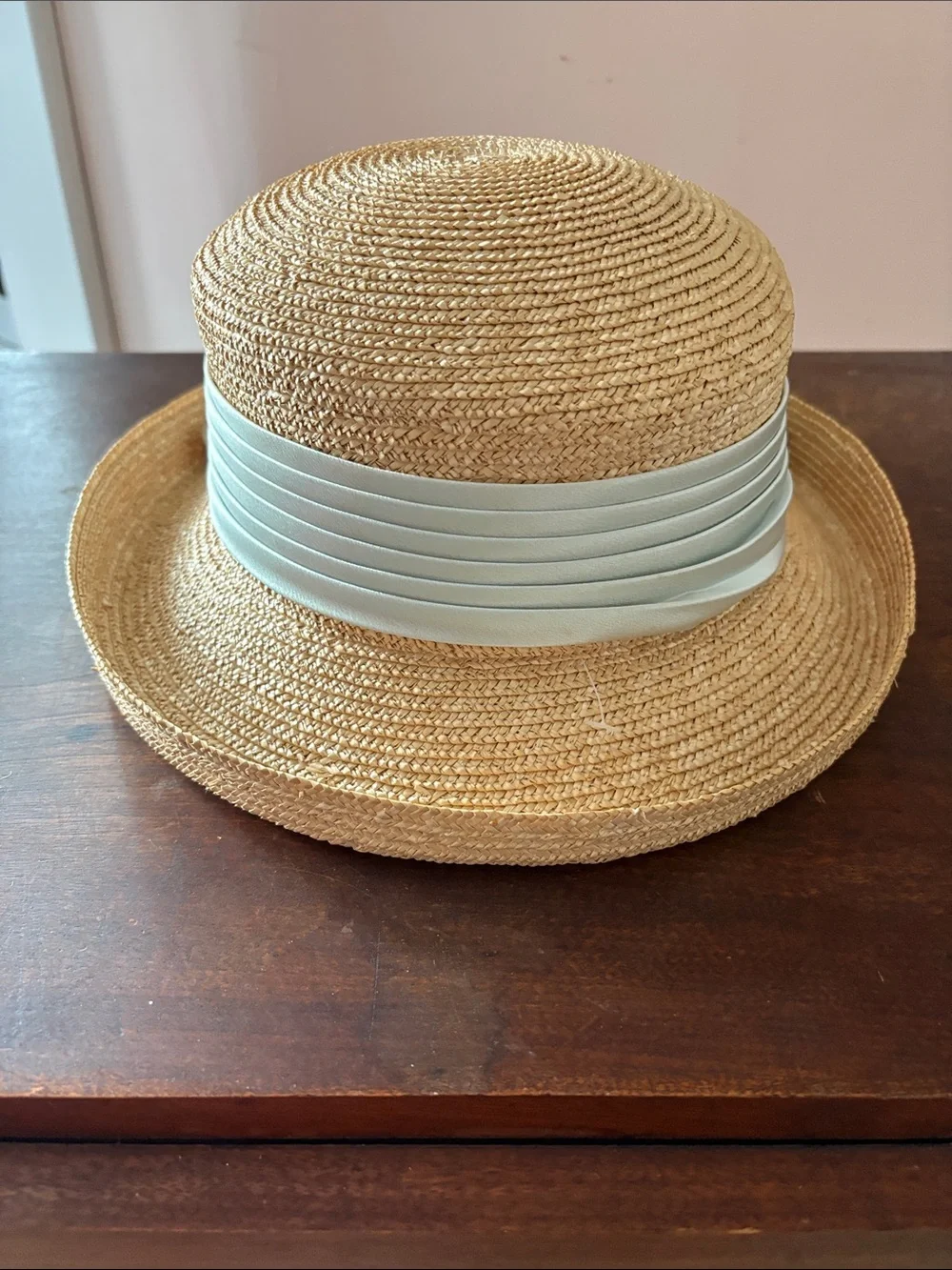 Fleurish Straw Boater Hat with Cream and Blush Floral Accents